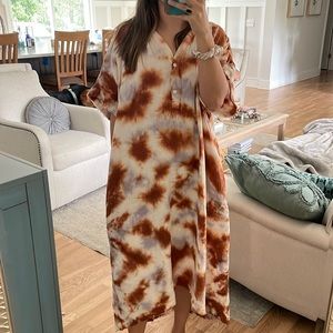 young fabulous & broke tie-dye kaftan dress